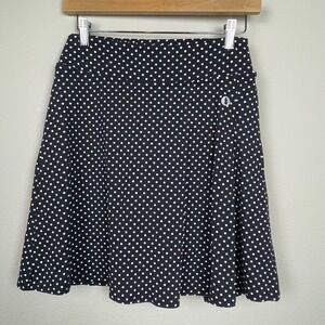 Dona‎ Jo Skort Size 1.5 Medium Black White Polka Dot Pleated Hem Tenniscore